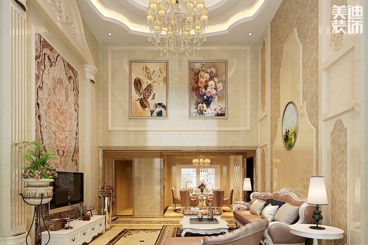 盛翠260平米歐式混搭風(fēng)格案例圖--客廳