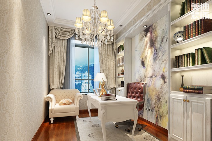 盛翠260平米歐式混搭風(fēng)格案例圖--書房