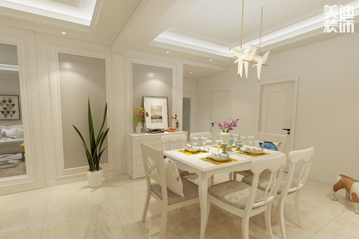 領(lǐng)秀資江135平米現(xiàn)代簡約裝修效果圖--餐廳