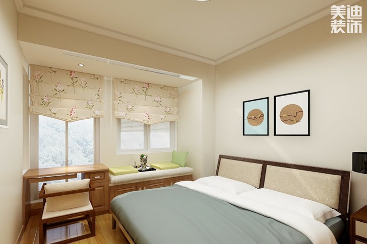 金裕莊園120平米新中式風格裝修效果圖--次臥