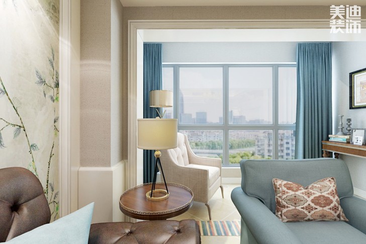 梓山湖新世界320平米美式風(fēng)格裝修效果圖--客廳