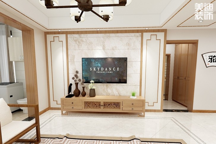 金裕莊園120平米新中式風格裝修效果圖--客廳