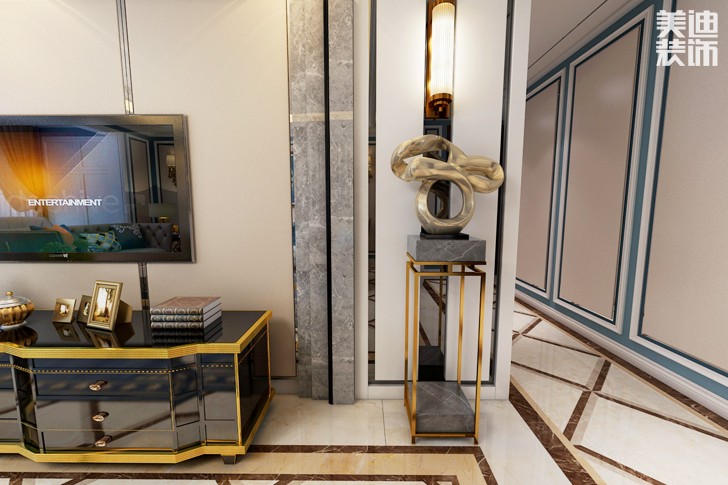 金安景園142平米美式風(fēng)格裝修效果圖--客廳