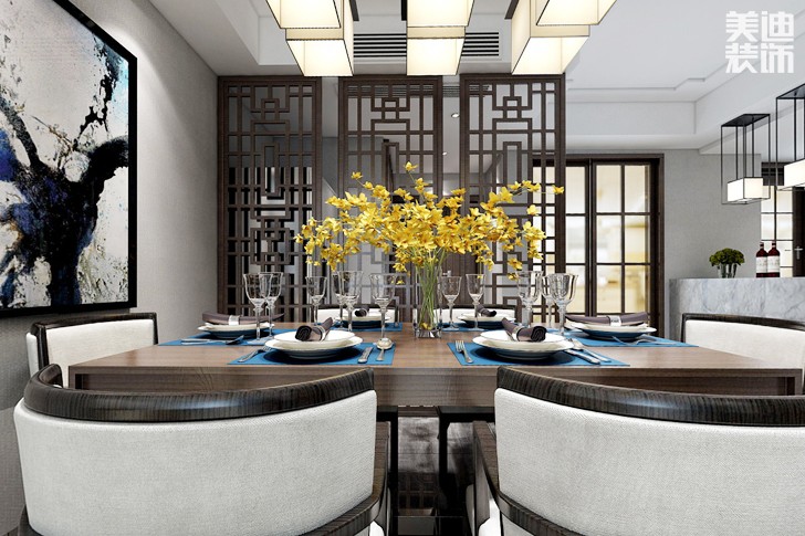 洞庭湖國(guó)際公館200平現(xiàn)代簡(jiǎn)約風(fēng)格裝修效果圖--餐廳