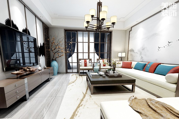 洞庭湖國(guó)際公館200平現(xiàn)代簡(jiǎn)約風(fēng)格裝修效果圖--客廳