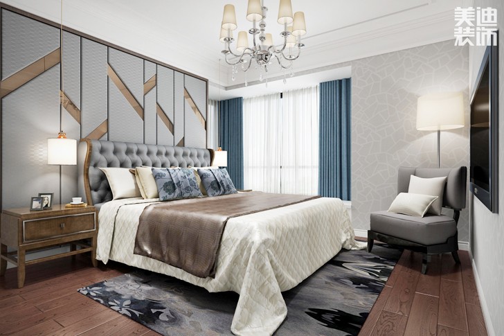 洞庭湖國(guó)際公館200平現(xiàn)代簡(jiǎn)約風(fēng)格裝修效果圖--臥室