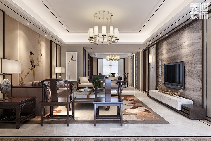 龍鳳嘉園183㎡新中式裝修案例圖