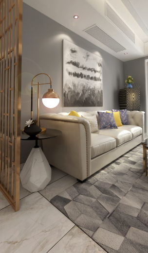 神憩乾瓏106㎡北歐風(fēng)裝修案例圖--客廳