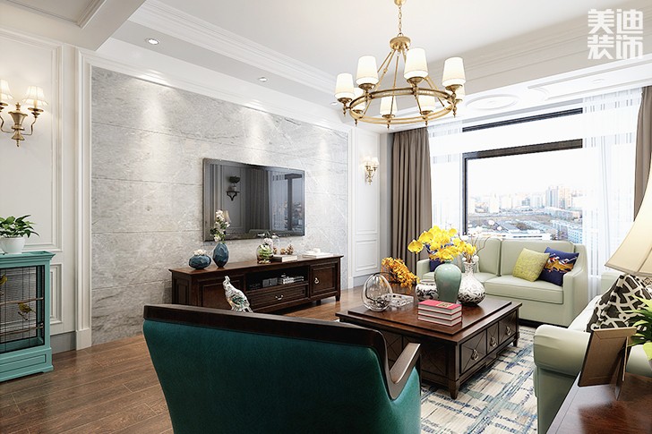 水岸豪庭130平簡歐風(fēng)裝修案例圖