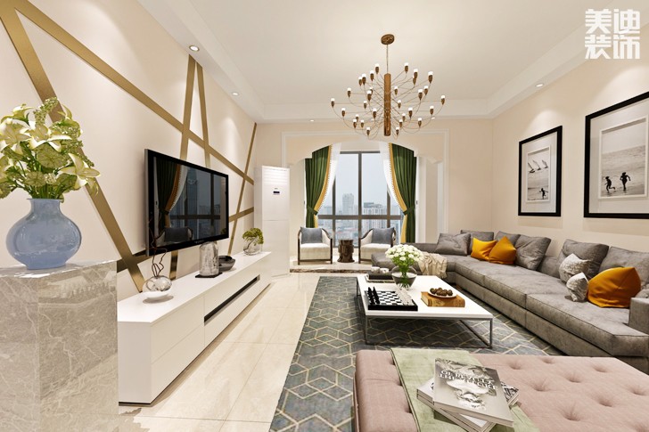 大漢龍城120平米現(xiàn)代風(fēng)格案例圖--客廳