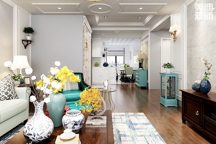 水岸豪庭130平簡歐風(fēng)裝修案例圖