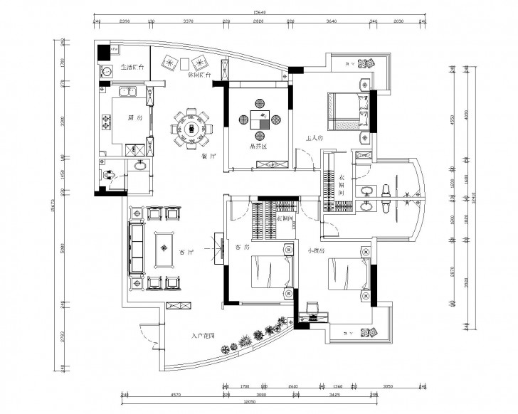 龍鳳嘉園183㎡新中式裝修案例圖