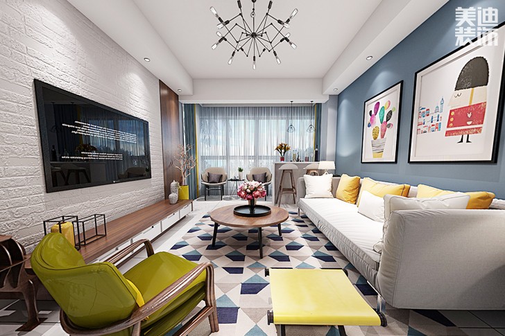 藍(lán)溪谷117平方米北歐風(fēng)格裝修效果圖--客廳