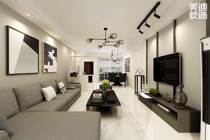 云盤香郡120平米現(xiàn)代簡約裝修效果圖--客廳