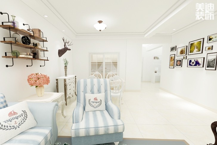 駿景豪庭120平米地中海風(fēng)格裝修效果圖--客廳