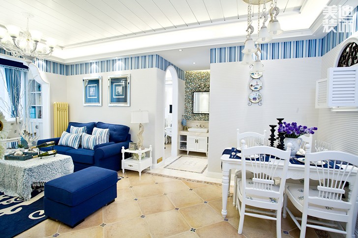 連家居民點(diǎn)130平米地中海裝修風(fēng)格效果圖--餐廳