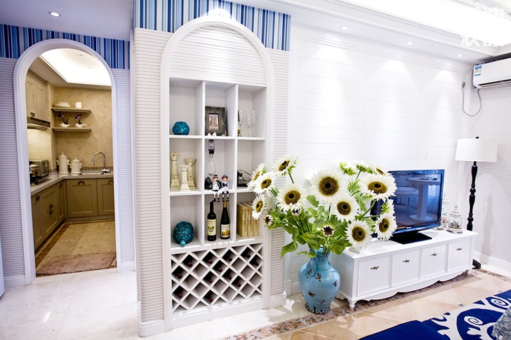 連家居民點(diǎn)130平米地中海裝修風(fēng)格效果圖--客廳	