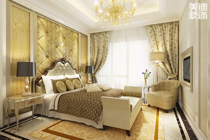 國際公館歐式風格420平米裝修效果圖--臥室