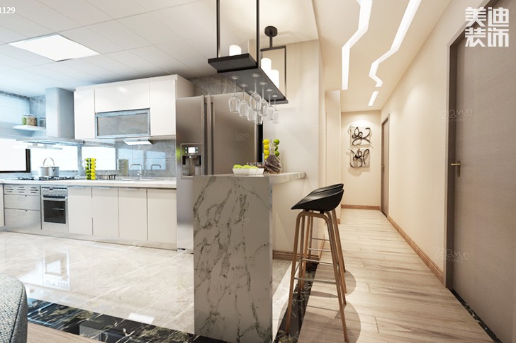 南湖一號140平現(xiàn)代簡約裝修效果圖--廚房