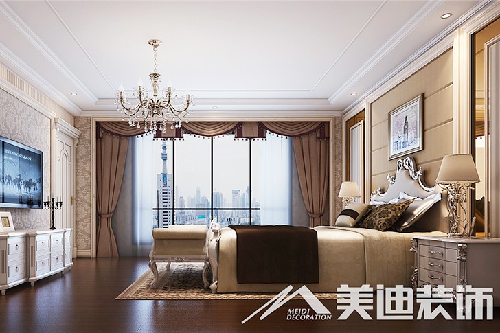 	岳陽縣私人別墅400平歐式裝修風格--三樓主臥室