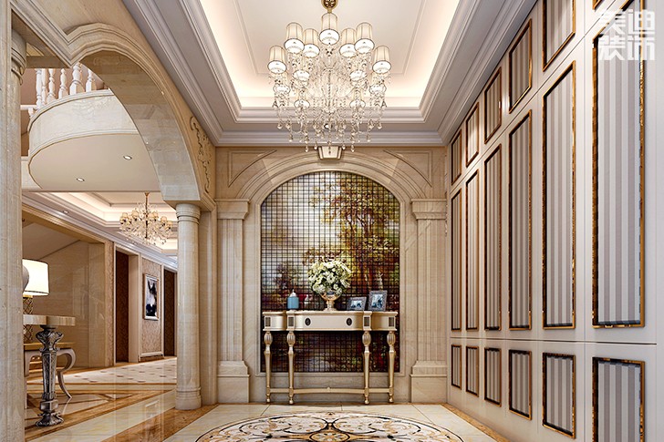 	岳陽縣私人別墅400平歐式裝修風格--一樓門廳