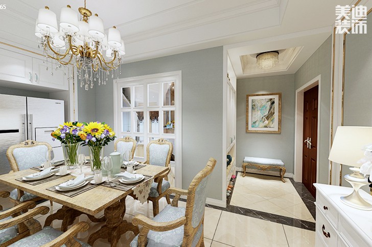 富興鵬城140平歐式風(fēng)格裝修案例圖--餐廳