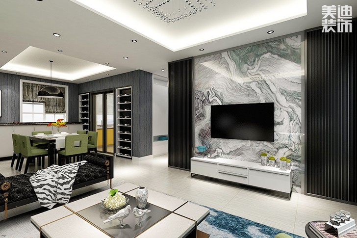 名門(mén)世家120平方現(xiàn)代風(fēng)格案例裝修效果圖-客廳