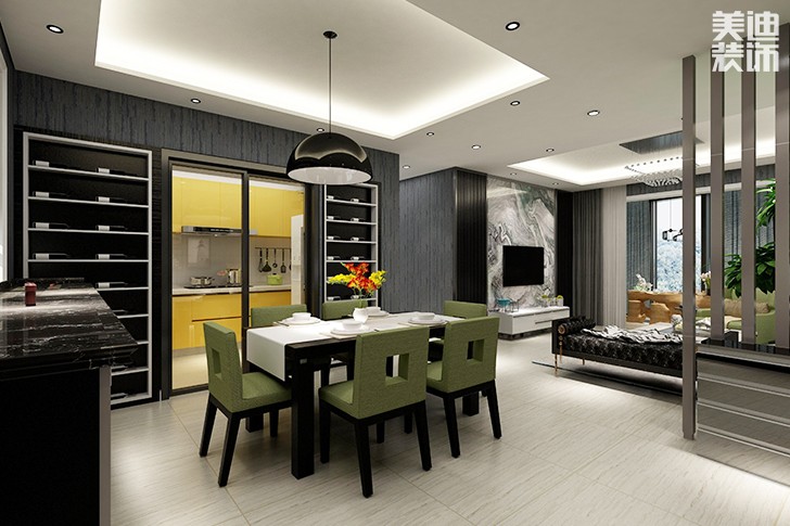 名門(mén)世家120平方現(xiàn)代風(fēng)格案例裝修效果圖-餐廳