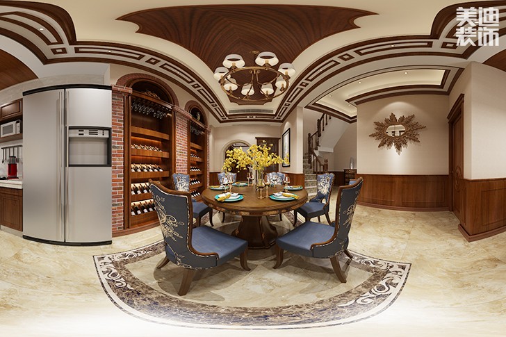 加州小鎮(zhèn)325平美式風(fēng)格裝修案例圖--餐廳