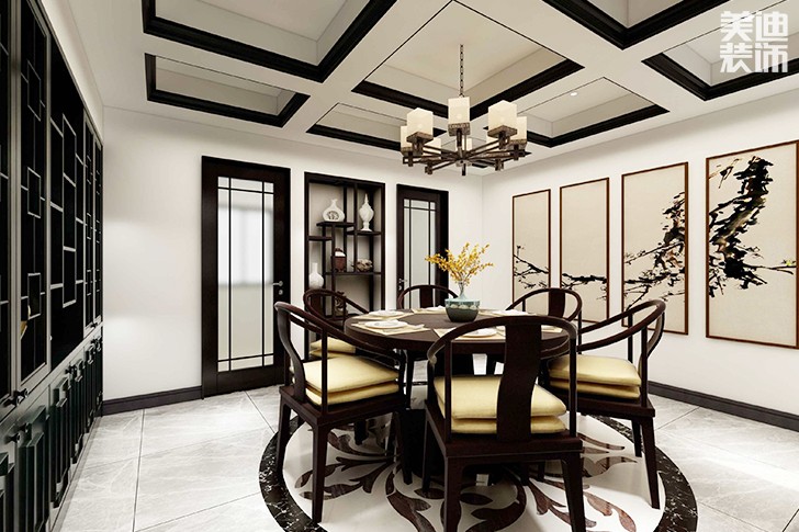 東都怡景128平米新中式風(fēng)格案例效果圖--餐廳