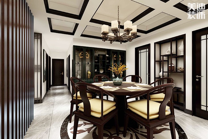 東都怡景128平米新中式風(fēng)格案例效果圖--餐廳