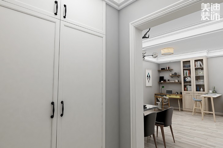 銀園公寓89平米現(xiàn)代簡約風(fēng)格裝修效果圖--過道1
