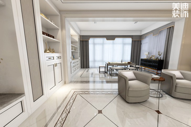 牡丹舸240歐式輕奢風(fēng)格裝修效果圖-客廳