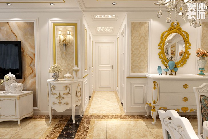 和沁園160平米歐式風(fēng)格裝修效果圖--過(guò)道
