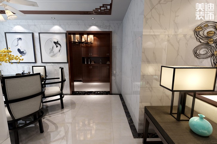 金地自在城120平米新中式風(fēng)格裝修效果圖--餐廳