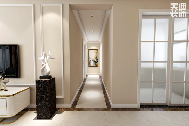 金茂悅82平米簡(jiǎn)歐風(fēng)格裝修效果圖--過(guò)道