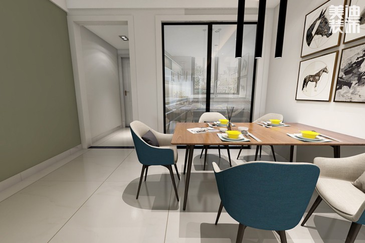 時(shí)代傾城87平米現(xiàn)代風(fēng)格裝修效果圖--餐廳