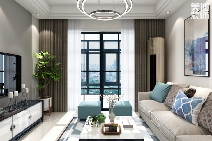 華潤(rùn)置地95平米現(xiàn)代風(fēng)格裝修效果圖--客廳