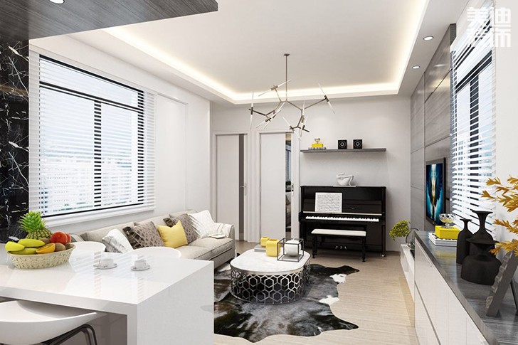 文苑大廈138平現(xiàn)代裝修案例效果圖--客廳