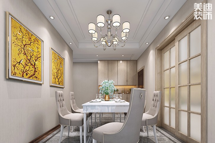 長(zhǎng)房云時(shí)代120平歐式輕奢風(fēng)裝修案例效果圖--餐廳
