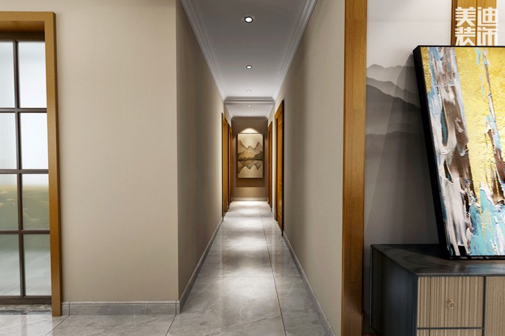 長(zhǎng)盛嵐庭125新中式風(fēng)格裝修效果圖--過道