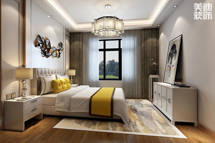 新華聯(lián)夢(mèng)想城109平現(xiàn)代輕奢風(fēng)裝修案例效果圖--臥室