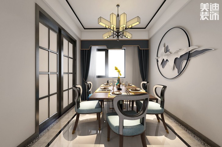 新時代廣場128平新中式裝修案例實拍圖--餐廳