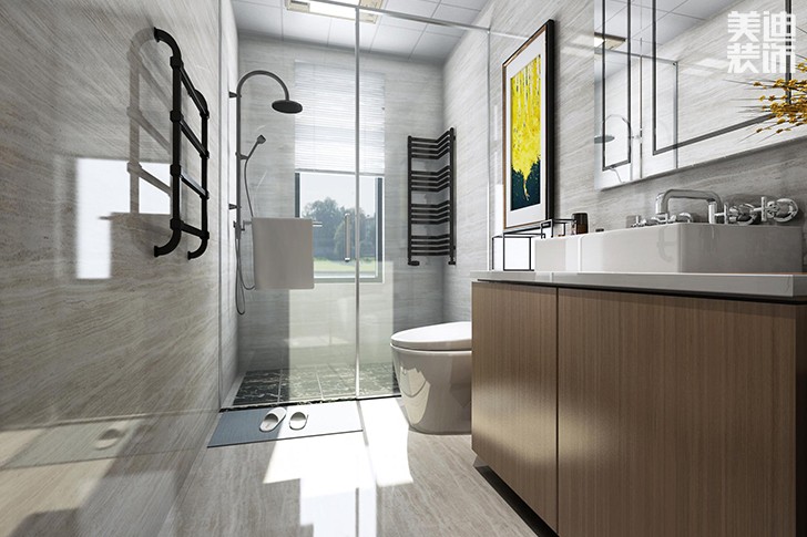 新華聯(lián)夢(mèng)想城109平現(xiàn)代輕奢風(fēng)裝修案例效果圖--衛(wèi)生間