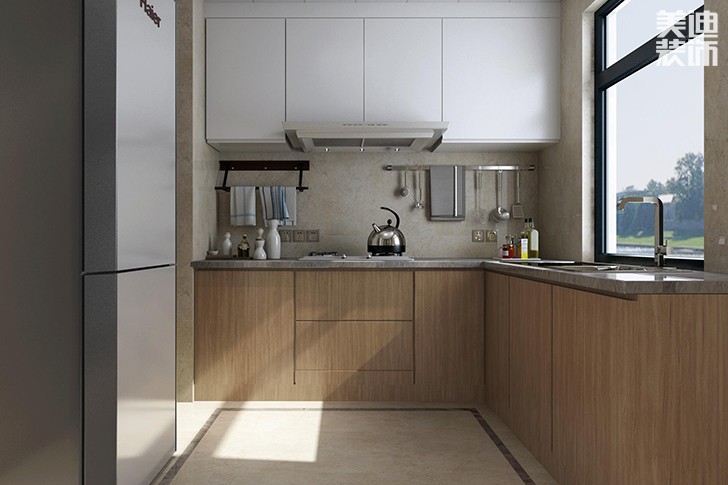 新華聯(lián)夢(mèng)想城109平現(xiàn)代輕奢風(fēng)裝修案例效果圖--廚房