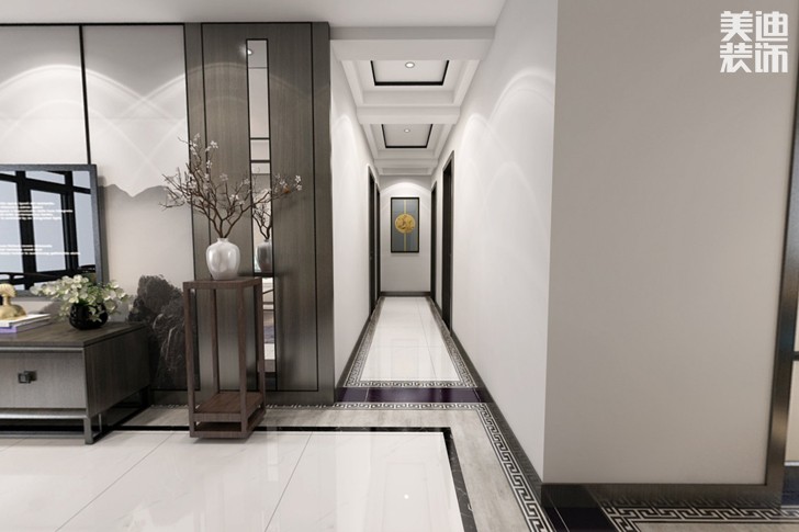 新時代廣場128平新中式裝修案例實拍圖--過道