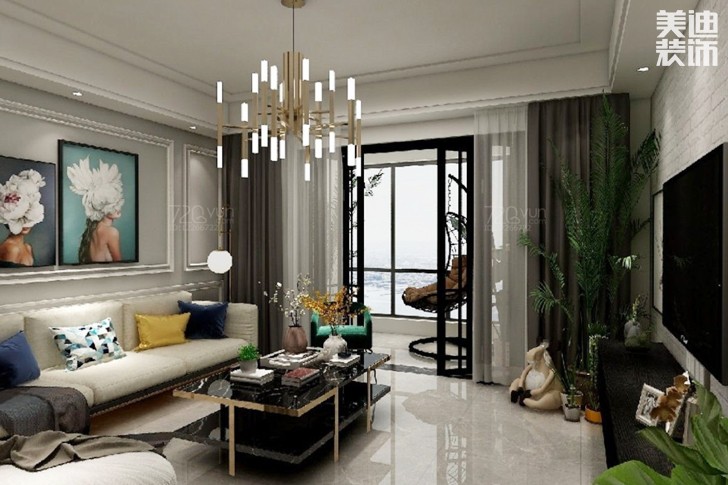 榮泰廣場(chǎng)134平米北歐風(fēng)格裝修案例效果圖--客廳