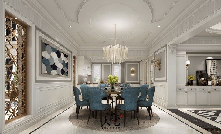 中糧北緯28度1180平米輕奢法式風(fēng)格裝修案例效果圖--餐廳