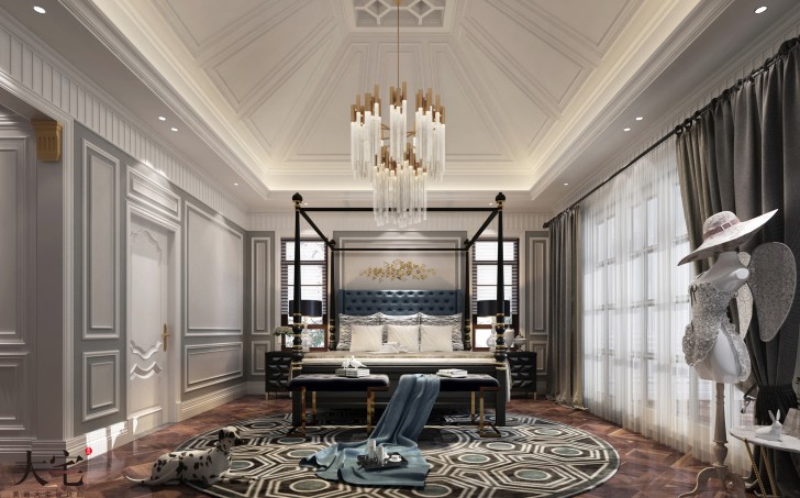 青竹園1000平米法式獨棟裝修案例效果圖--臥室