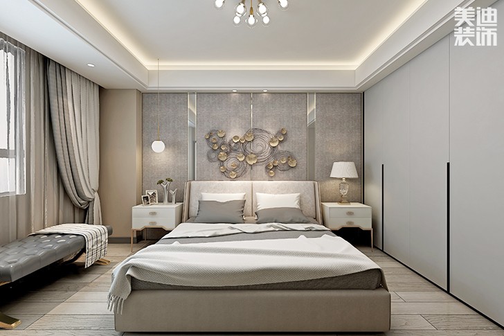 五礦萬(wàn)鏡園169平米現(xiàn)代輕奢風(fēng)格裝修案例效果圖--臥室